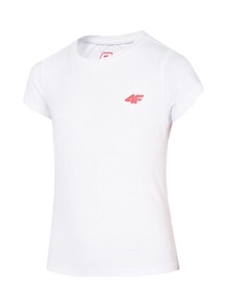 Koszulka dziewczęca 4F JTSD008 biała