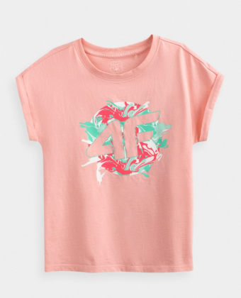 Koszulka dziewczęca 4F JTSD012A różowa