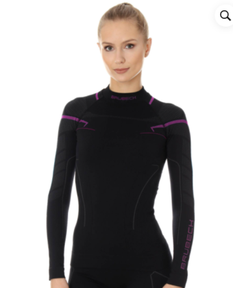 Termoaktywna damska bluza narciarska THERMO Brubeck czarno-różowa LS13100A